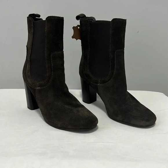 Gem's Chelsea high heel boots in brown leather pull on suede size 39 NWT - Picture 2 of 11